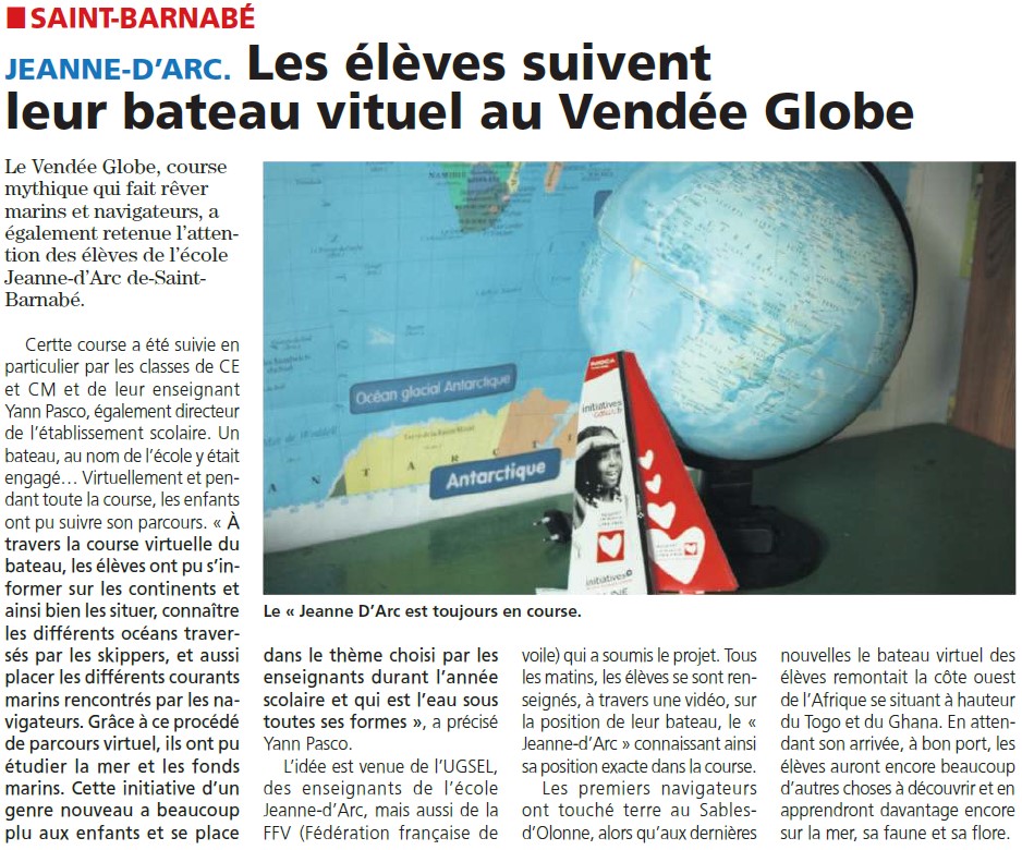 Les élèves suivent le bateau virtuel du Vendée globe.